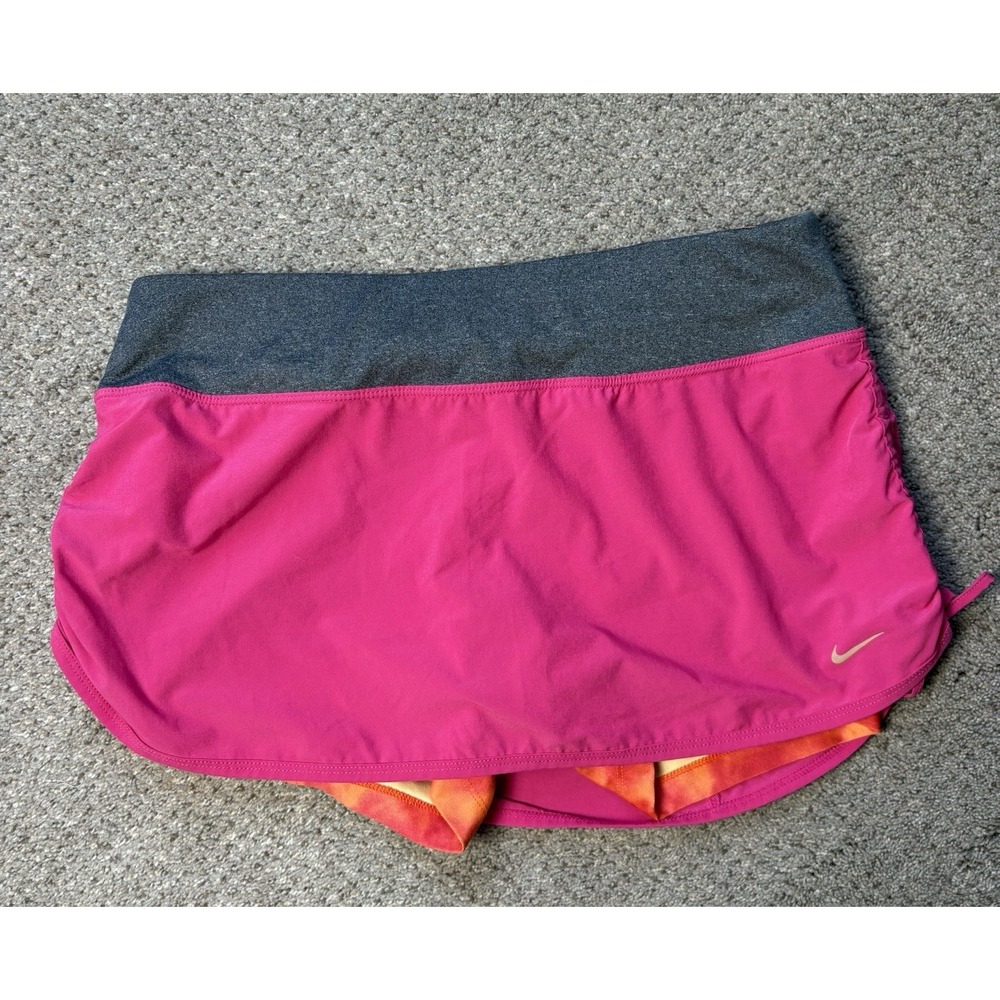 Nike Dri-Fit Athletic Skort Skirt Medium Pink Ruched Tennis Pickleball Golf